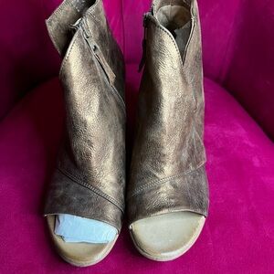 Miz Mooz Bronze Peep-Toe Heeled Boots